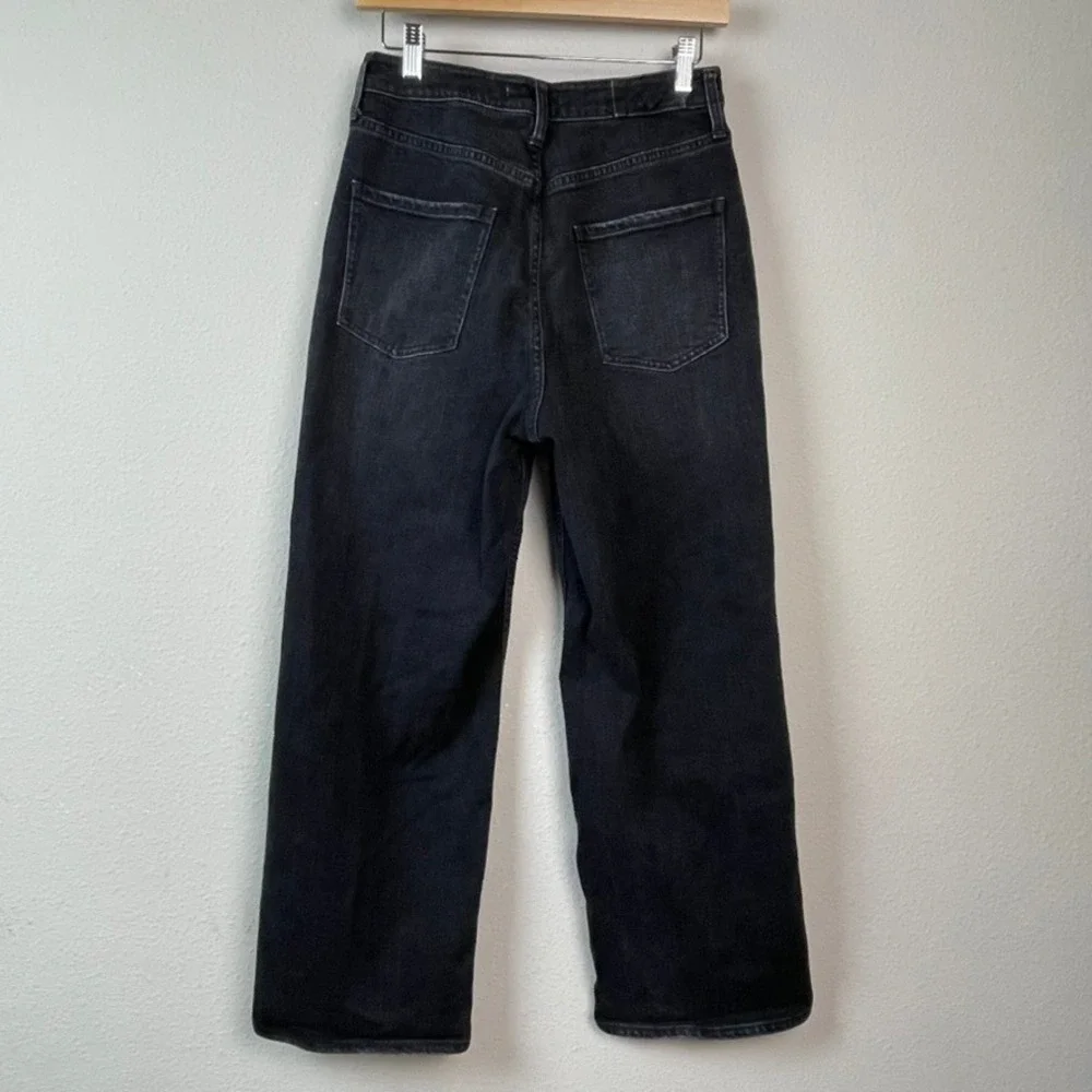 Healthy Denim Wide Leg‎ Jeans Womens Black High Rise 25 Faded Grunge Chic